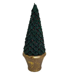 Candle Wax Christmas Tree Green Holly Berry